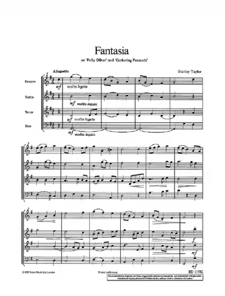 Fantasia on Polly Oliver and gathering für SATB Blockflöten Versand Am Gleichen Tag