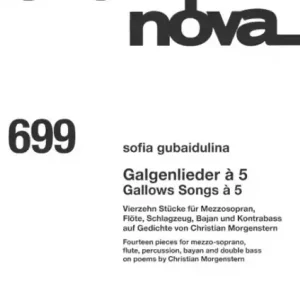 Abverkauf Galgenlieder à 5 für Mezzosopran, Flöte, Schlagzeug, Bajan und Kontrabass