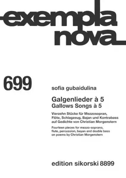 Abverkauf Galgenlieder à 5 für Mezzosopran, Flöte, Schlagzeug, Bajan und Kontrabass