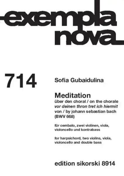 Neuheit Meditation über einen Choral von J.S. Bach für Cembalo, Streichquartett und Kontrabass