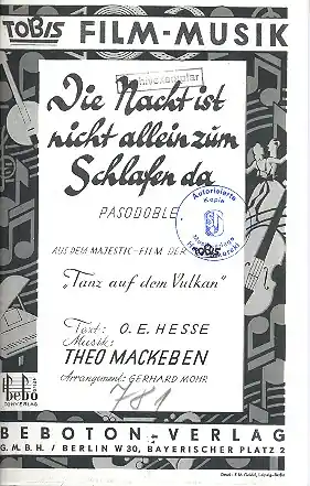 Die Nacht ist nicht allein zum Schlafen da: für Salonorchester Garantierte Lieferung