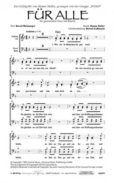 Für alle für gem Chor und Klavier Preisreduziert
