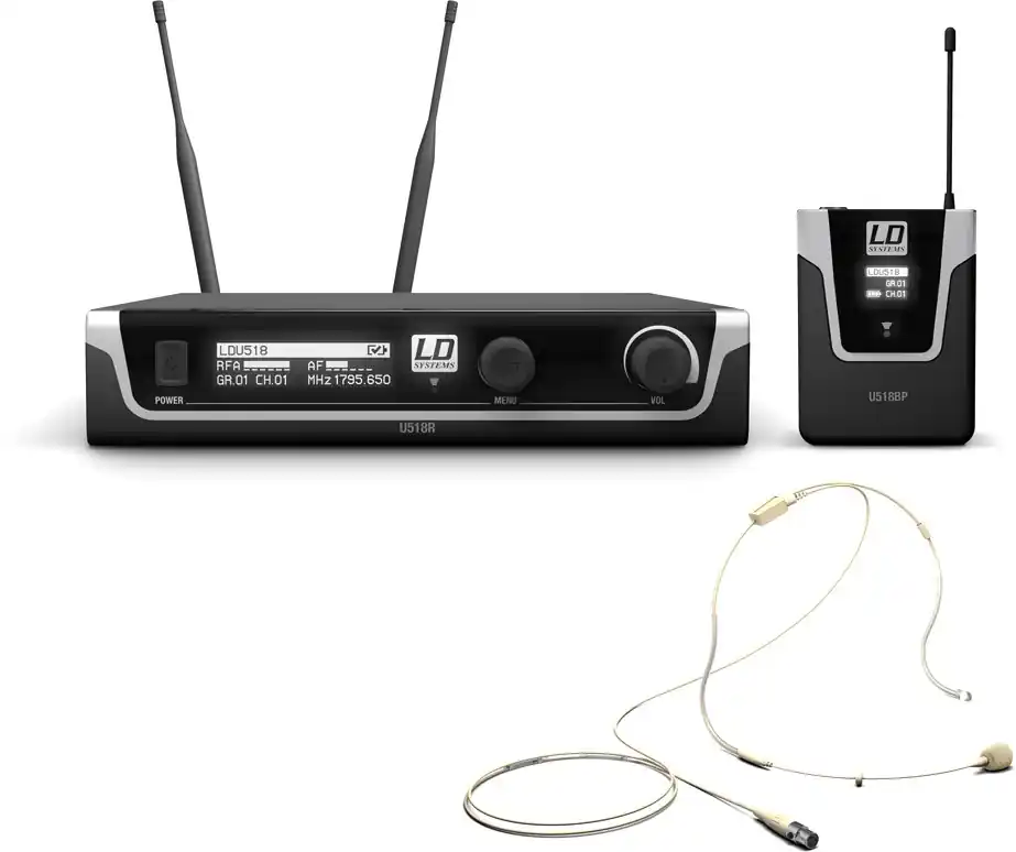 Sonderangebot LD Systems U518 BPHH Funkmikrofon System mit Bodypack und Headset beige