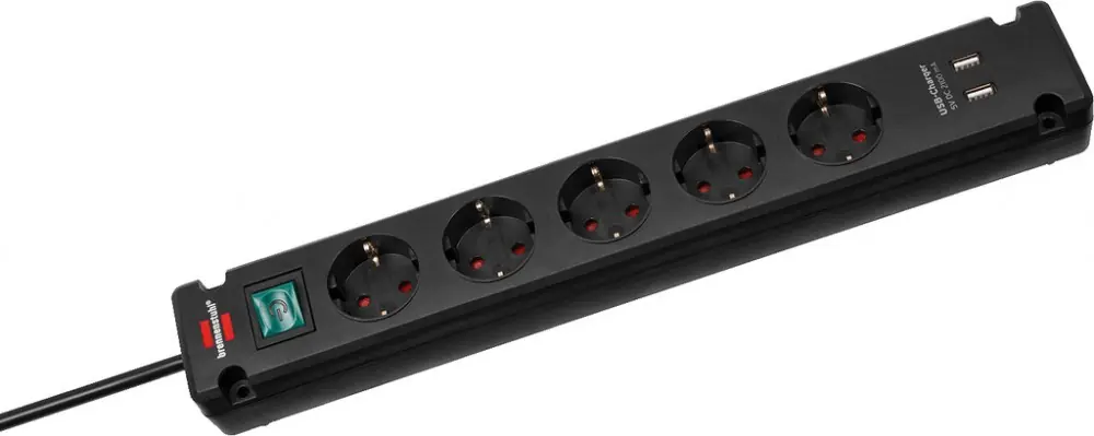 MONACOR MC-52USB/SW Tisch-Steckdosenleiste, 5-fach, USB, Schalter Kostenfreie Lieferung