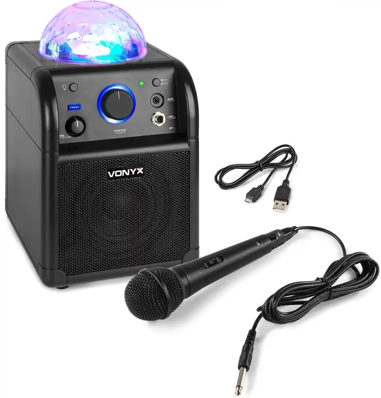Vonyx SBS50B BT Karaoke Lautsprecher LED Ball Schwarz Must-Have