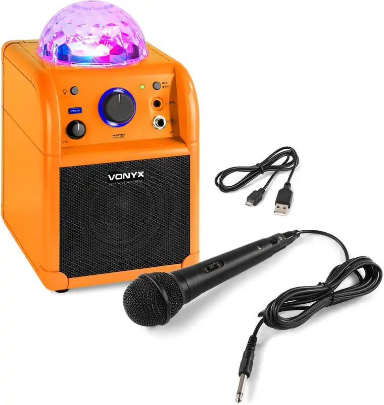 Knallerangebot Vonyx SBS50L BT Karaoke Lautsprecher LED Ball Orange