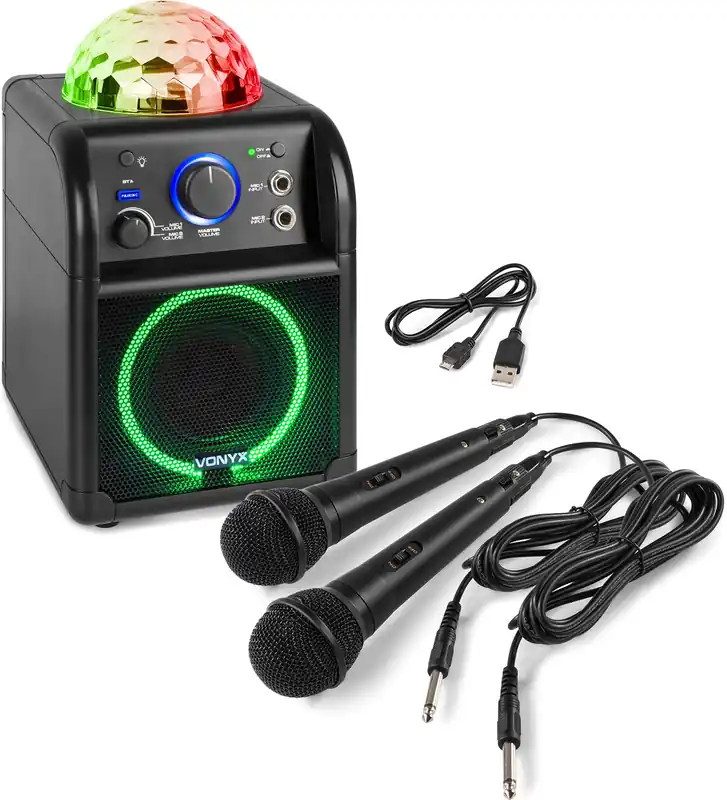 Vonyx SBS55B BT Karaoke Lautsprecher LED Ball Schwarz Expressversand