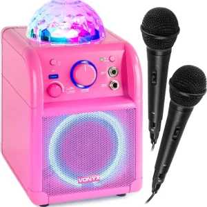 Angebot Vonyx SBS55P BT Karaoke Lautsprecher LED Ball Pink