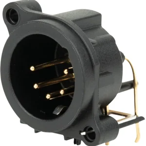 Zertifiziert NEUTRIK XLR 5-poliger Stecker, vergoldet – horizontale Leiterplattenmontage – IP40 – schwarz