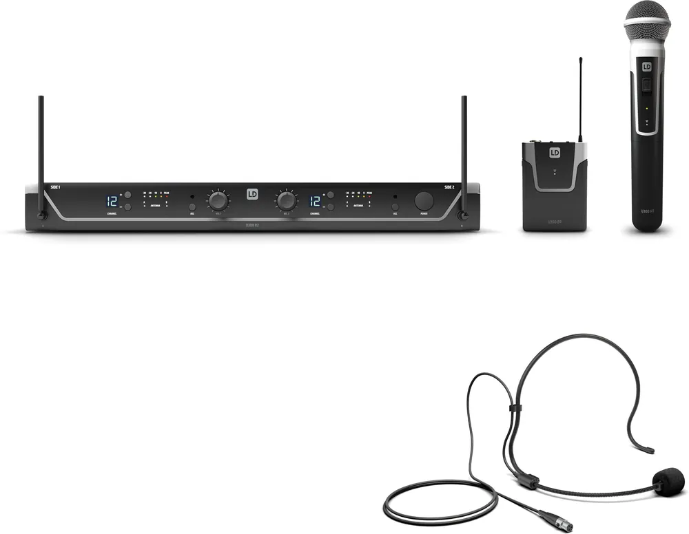 Echt LD Systems U308 HBH 2 - Funkmikrofon System mit Bodypack, Headset und Handmikrofon dynamisch