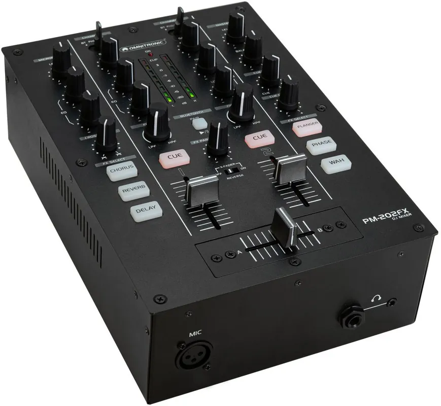 Ausverkauf OMNITRONIC PM-202FX 2-Kanal-DJ-Mixer mit Filter, FX und Bluetooth