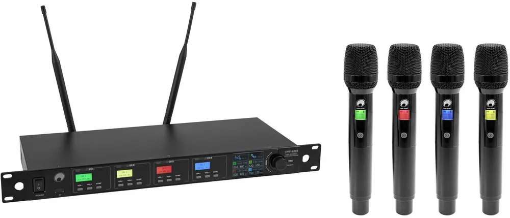 Sale OMNITRONIC UHF-604 4-Kanal Funkmikrofon-System 520-554 MHz