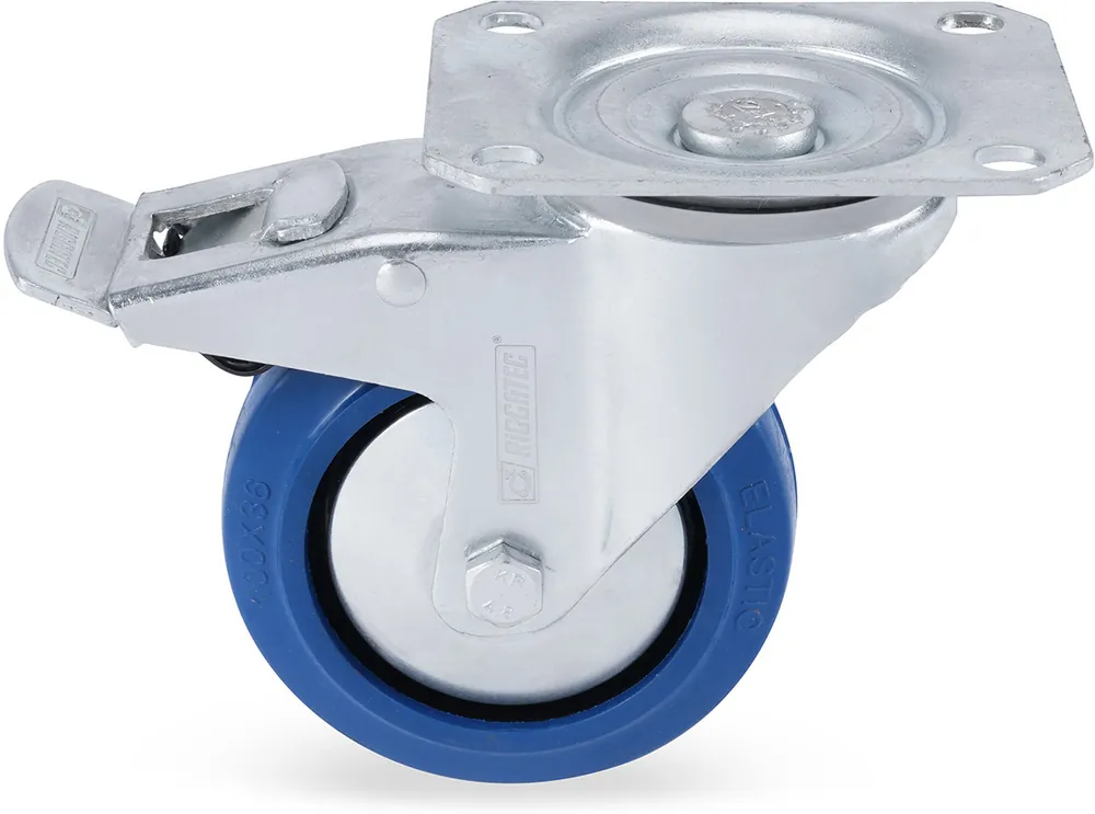 Riggatec Lenkrolle 100mm BLUE WHEEL mit Bremse Kostenloser Rückversand