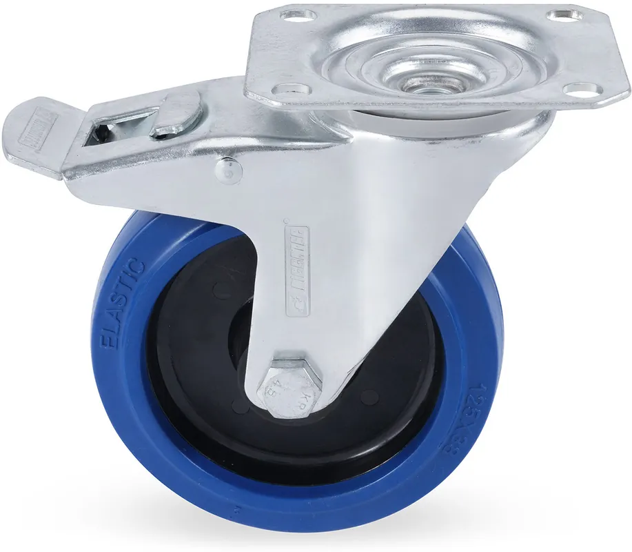 Riggatec Lenkrolle mit Bremse 125mm BLUE WHEEL Abverkauf