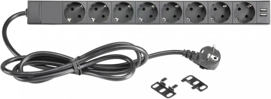 Zertifiziert Adam Hall 19" Parts 87471 8-fach Steckdosenleiste mit Schalter und 2 USB-L