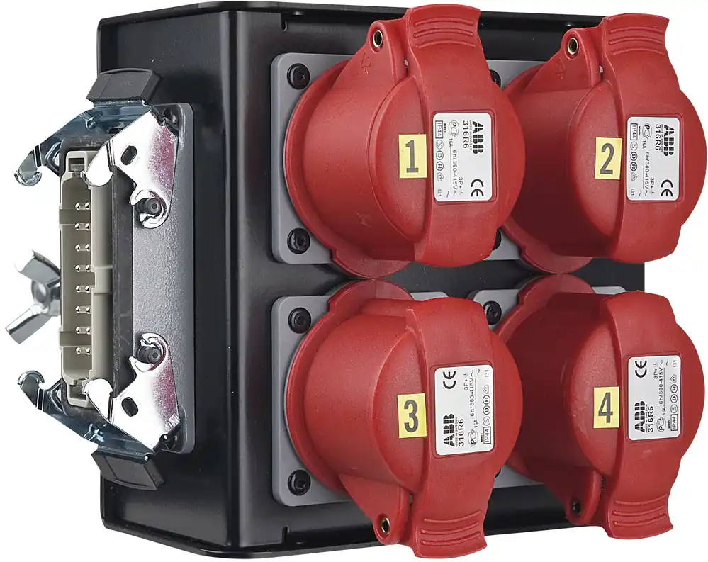 Gratis Versand SHOWGEAR Breakout-Box 16-poliger Stecker auf 4x CEE 4P 16 A rot