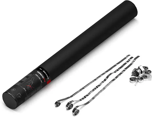 Magic FX Handbetriebene Streamerkanone 50cm - Silber Metallic Billig