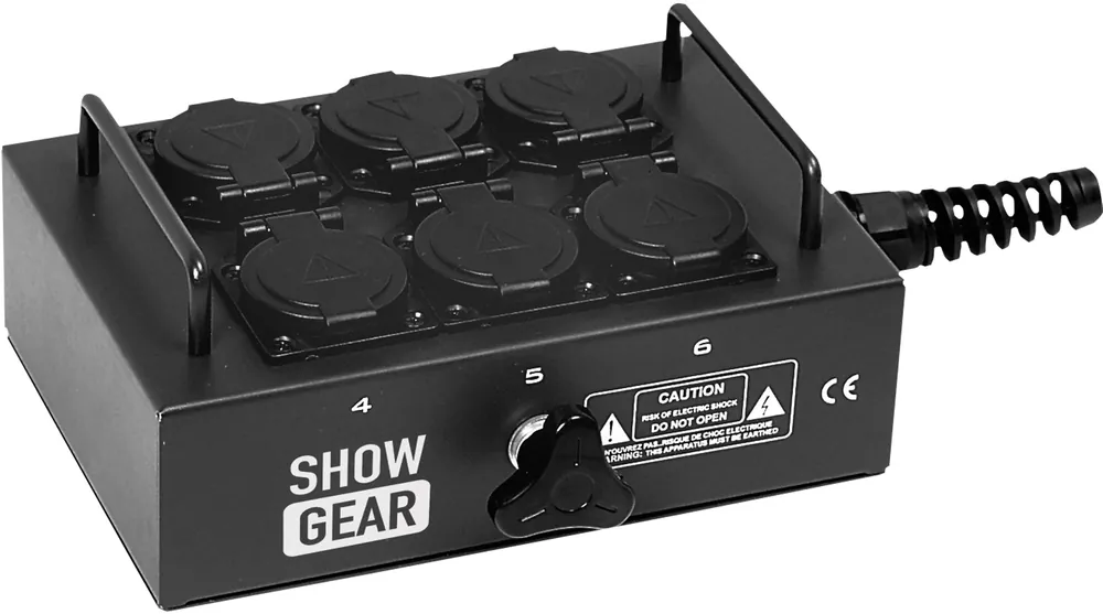 Preisreduziert SHOWGEAR BO-6-PG 6 Schuko-Steckdosen mit Kabelverschraubung – max. 16 A
