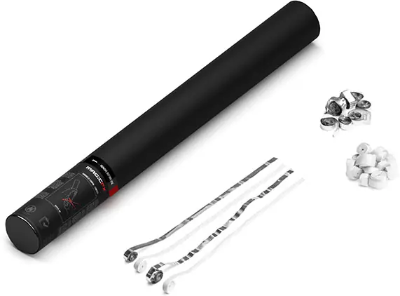 Super-Preis Magic FX Handbetriebene Streamerkanone 50cm - Weiß+Silber