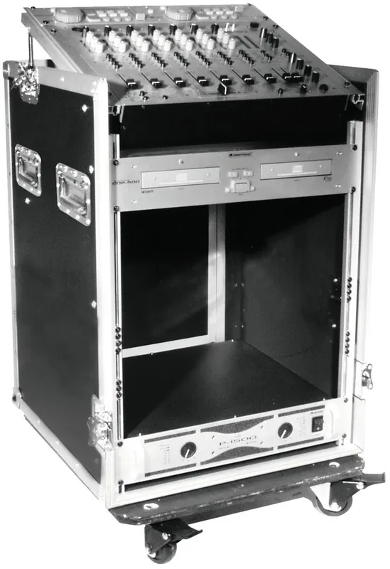 ROADINGER Spezial-Kombi-Case Profi, 12HE mit Rollen Kostenloser Versand