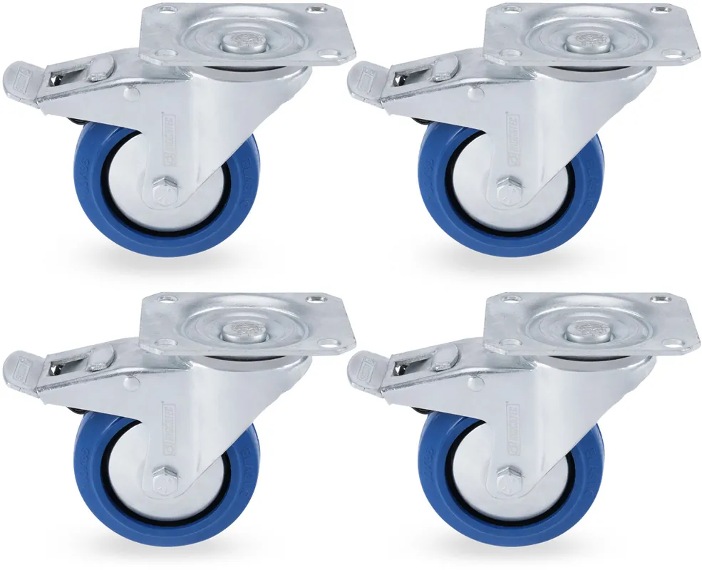 Mega-Angebot Riggatec Lenkrollensatz 100mm BLUE WHEEL 4x mit Bremse