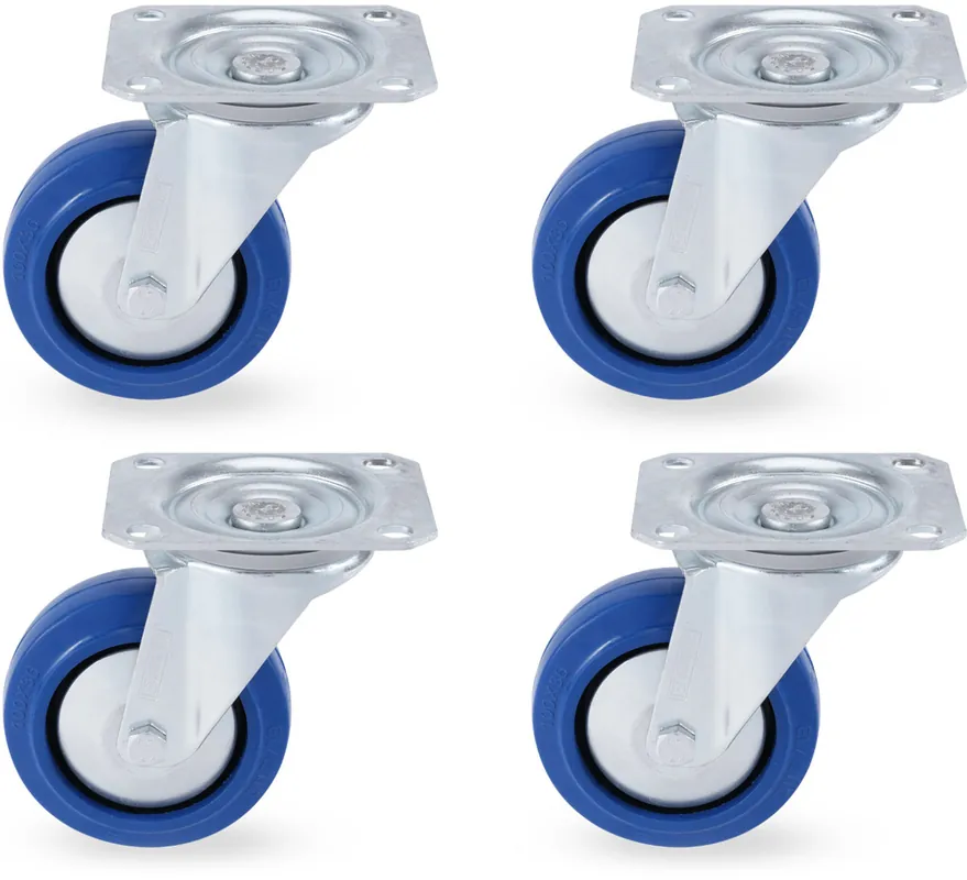 Riggatec Lenkrollensatz 100mm BLUE WHEEL 4x ohne Bremse Neuheit