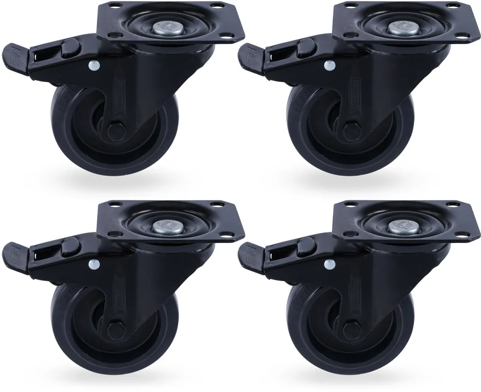 Riggatec Lenkrollensatz 100mm BLACK WHEEL 4x mit Bremse Preisknaller
