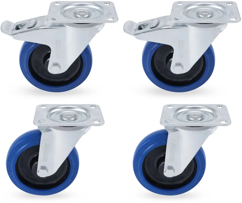 Versand Am Gleichen Tag Riggatec Lenkrollensatz 160mm BLUE WHEEL 2x mit Bremse, 2x ohne Bremse