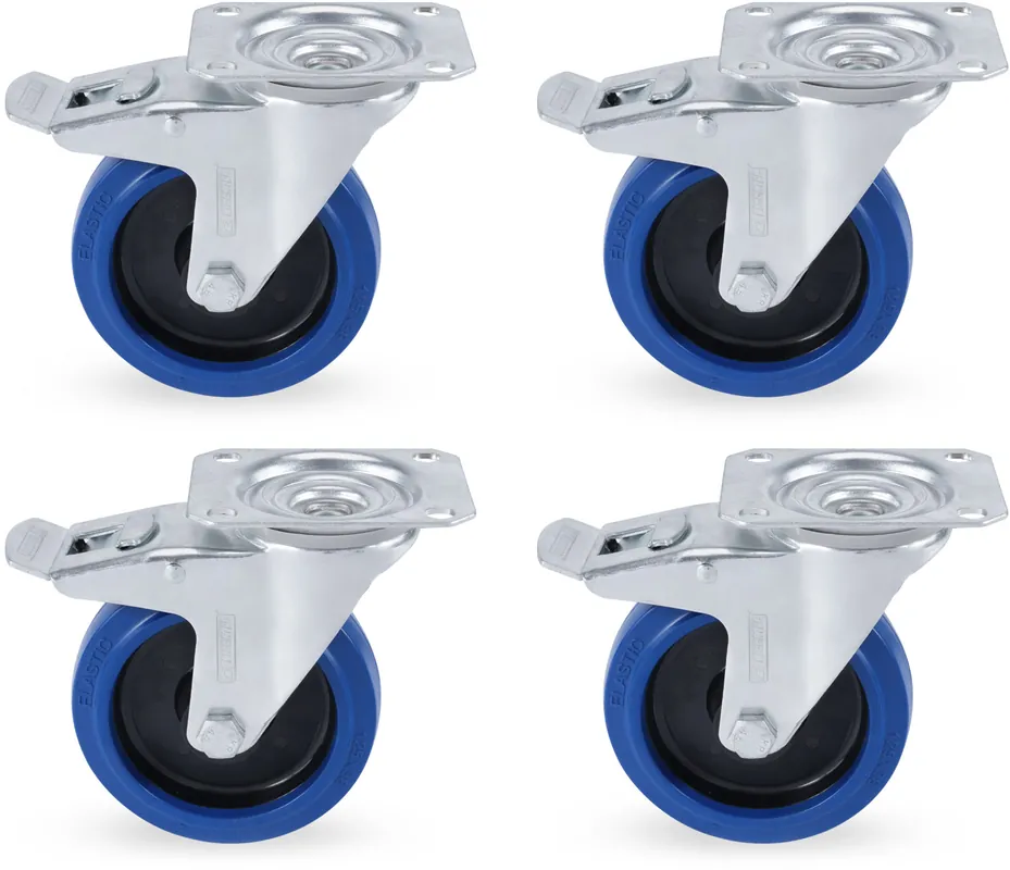 Preiswert Riggatec Lenkrollensatz 125mm BLUE WHEEL 4x mit Bremse