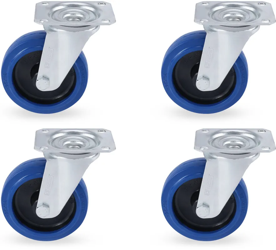Riggatec Lenkrollensatz 125mm BLUE WHEEL 4x ohne Bremse Begrenztes Angebot
