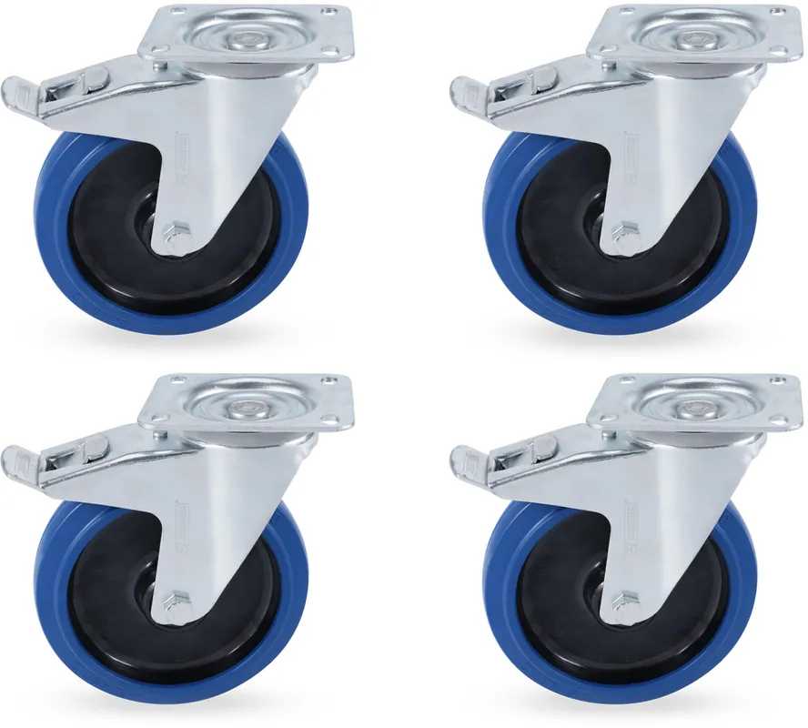 Neu Riggatec Lenkrollensatz 200mm BLUE WHEEL 4x mit Bremse