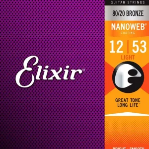 Neue Ware ELIXIR 11052 NANOWEB 12-53 Beschichtete Akustikgitarrensaiten