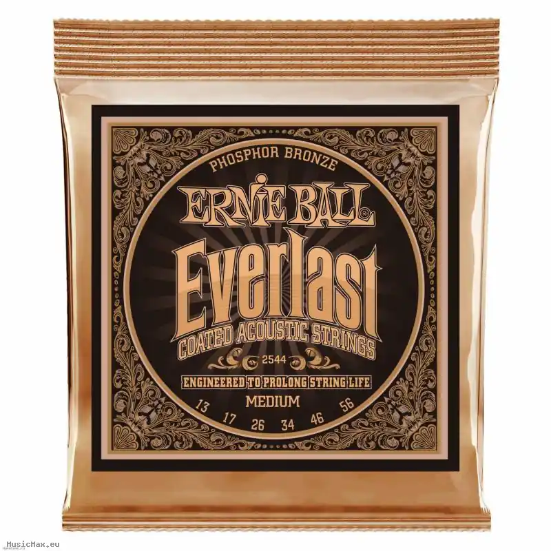 ERNIE BALL 2544 EVERLAST 13-56 Beschichtete Akustikgitarrensaiten Zertifiziert