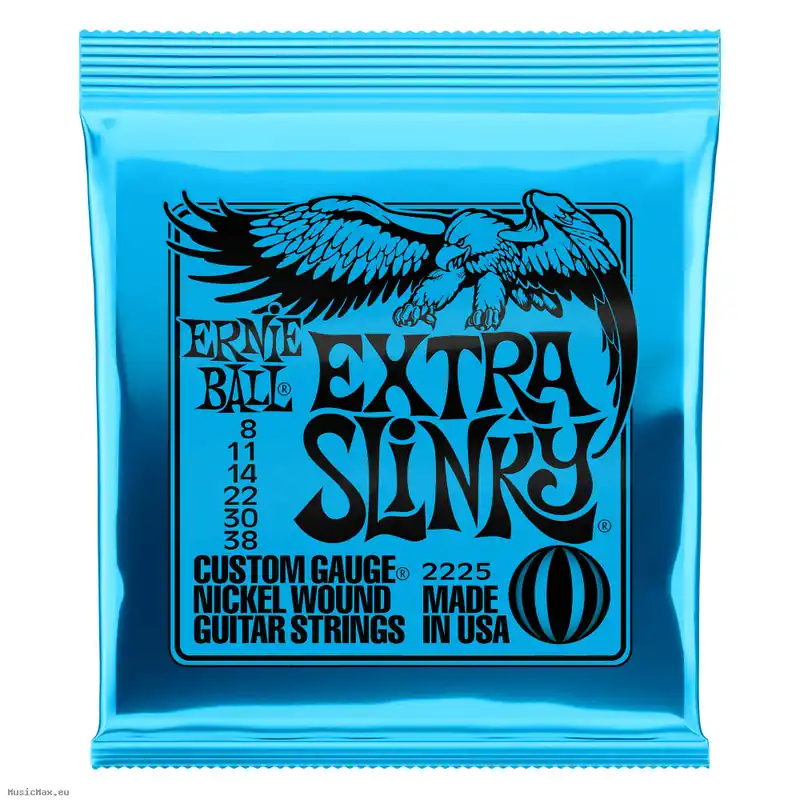 ERNIE BALL 2225 EXTRA SLINKY 8-38 E-Gitarrensaiten Geprüft