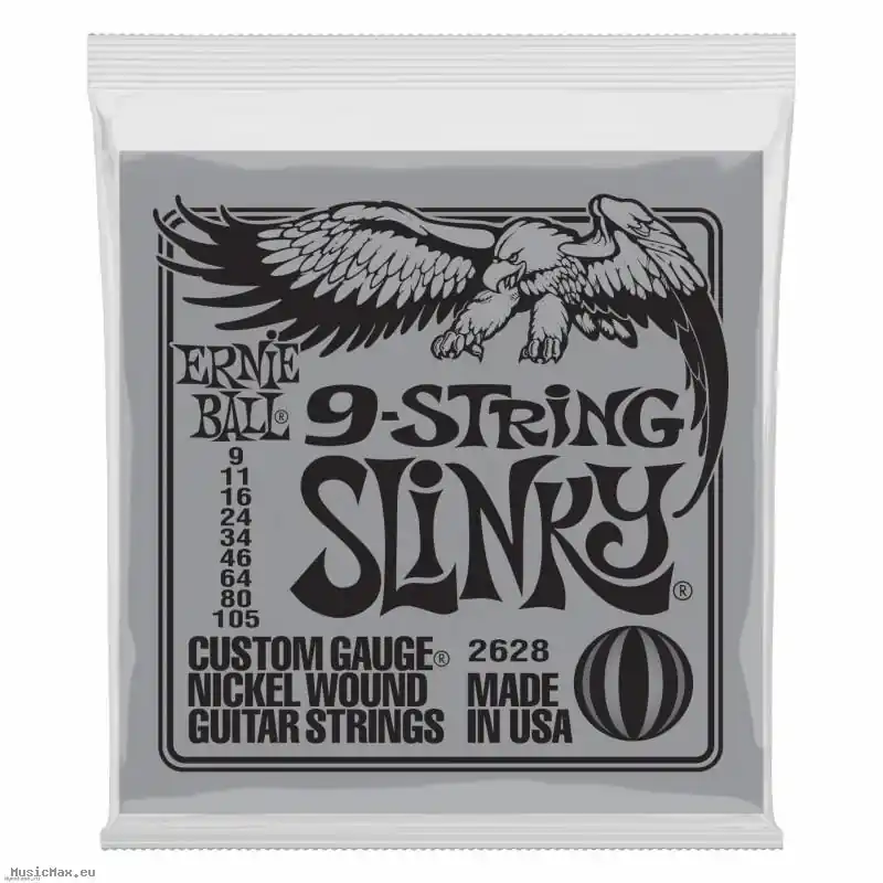 Zertifiziert ERNIE BALL 2628 SLINKY 9-STRING 9-105 E-Gitarrensaiten