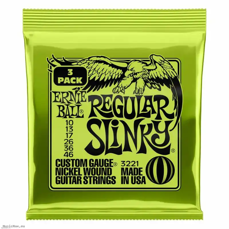 ERNIE BALL 3221 REGULAR SLINKY 3 pack 10-46 E-Gitarrensaiten Gratis Versand