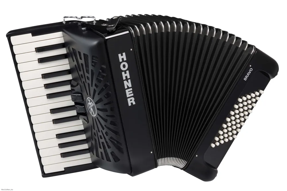 HOHNER BRAVO II 48 New Bellow Black Akkordeon mit Tasche Kostenloser Versand