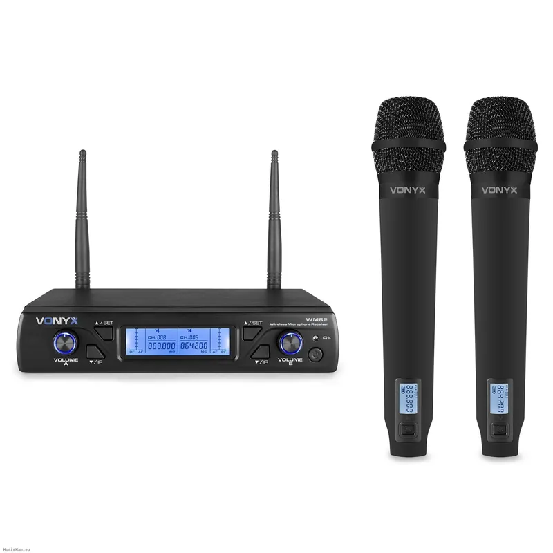 VONYX WM62 UHF 16CH WITH 2 Hanheld Michrophones Handheld Funksystem Heißes Angebot