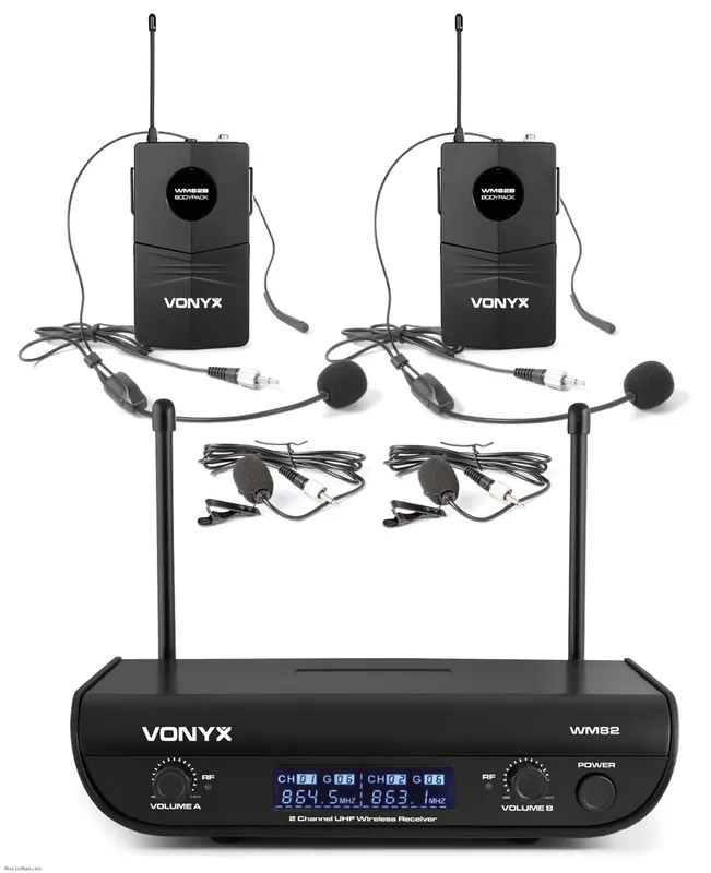VONYX WM82B DIGITAL UHF 2-CHANNEL Set Headset Funksystem Meistverkauft