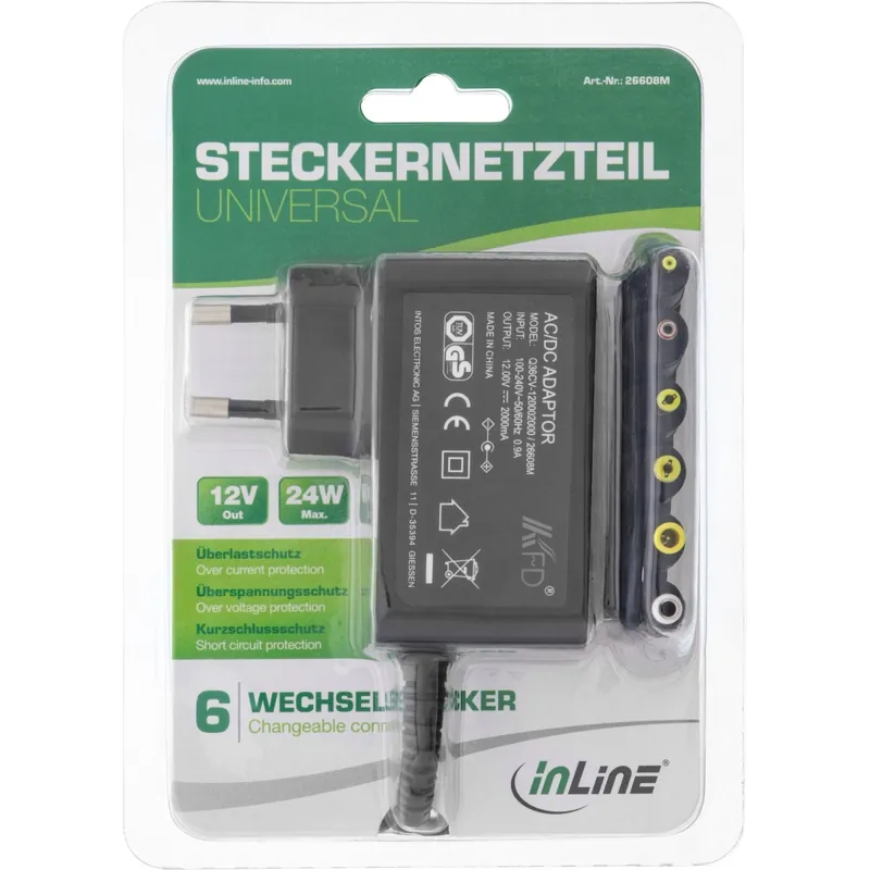 Online Kaufen InLine Universal Steckernetzteil 12V/24W 6 Wechselstecker