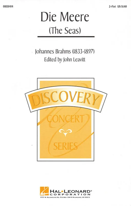 Sale Brahms Die Meere (The Seas) 2-Part Choir HL08551414