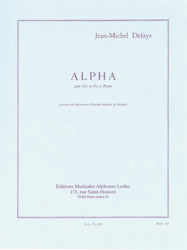 Defaye Alpha pour Cor en Fa et Piano AL25129 Garantierte Lieferung