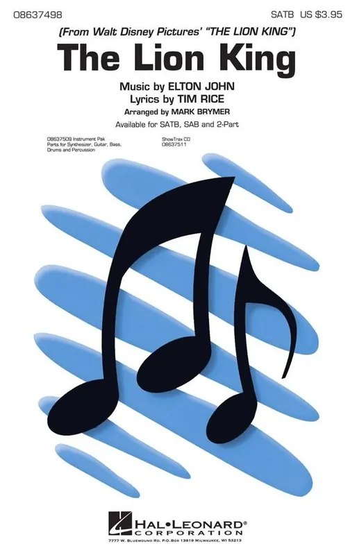 Beliebt Elton John The Lion King Madley Chor SATB Klavier HL08637498