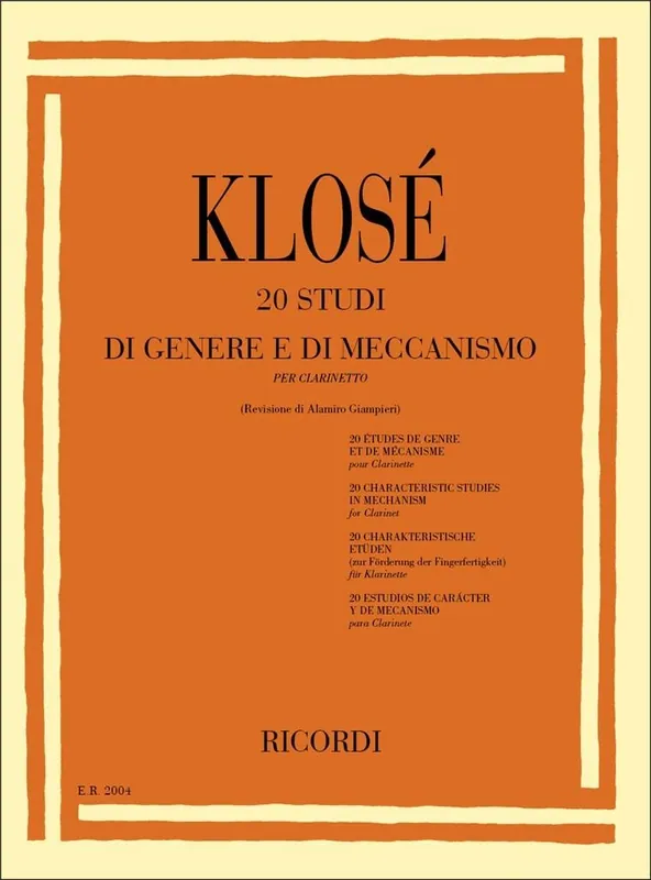 Klose 20 Studi di Genere e di Meccanismo Klarinette ER2004 Sofort Bestellen