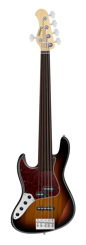 Sadowsky MetroLine 21-Fret Vintage P/J Bass, Swamp Ash Body, Tigerstripe Ebony Fingerboard, 5-String, Fretless, Lefthand - '59 Burst Transparent High Polish Must-Have