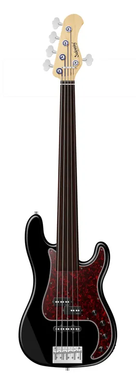 Sadowsky MetroLine 21-Fret Hybrid P/J Bass, Solidbody, Swamp Ash Body, Tigerstripe Ebony Fingerboard, 5-String, Fretless - Solid Black High Polish Meistverkauft