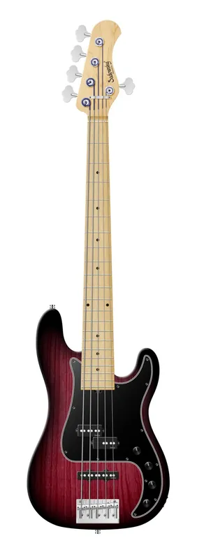 Sadowsky MetroLine 21-Fret Hybrid P/J Bass, Swamp Ash Body, Maple Fingerboard, 5-String - Burgundy Blackburst Transparent Satin Neue Kollektion