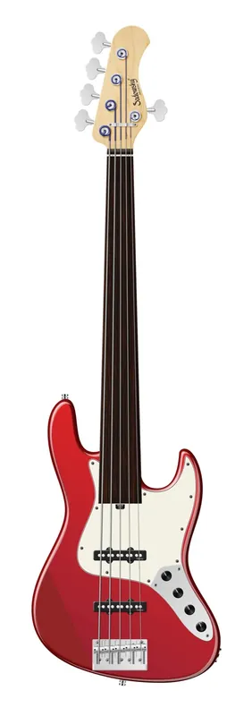 Sadowsky MetroLine 22-Fret Will Lee Artist Line Bass, Swamp Ash Body, Tigerstripe Ebony Fingerboard, 5-String, Fretless - Solid Candy Apple Red Metallic High Polish Nur Heute