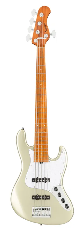 Heißes Angebot Sadowsky MetroExpress 21-Fret Vintage J/J Bass, Roasted Maple Fingerboard, 5-String - Solid Champagne Metallic High Polish