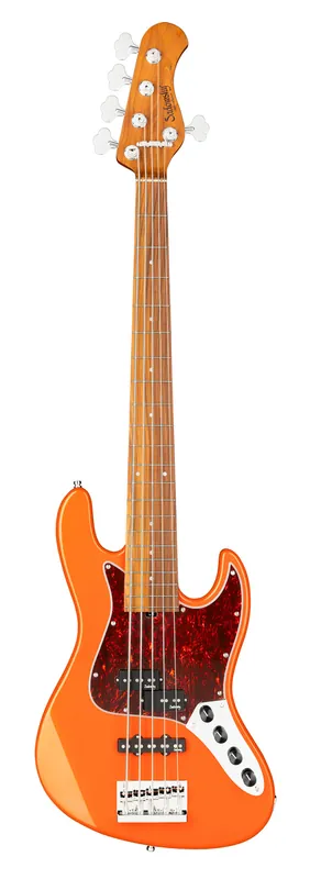 Expressversand Sadowsky MetroExpress 21-Fret Hybrid P/J Bass, Morado Fingerboard, 5-String - Solid Candy Apple Orange Metallic High Polish